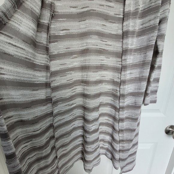 Bongo Juniors Long Hooded Cardigan Sweater Gray White Striped Size Large - Picture 6 of 13